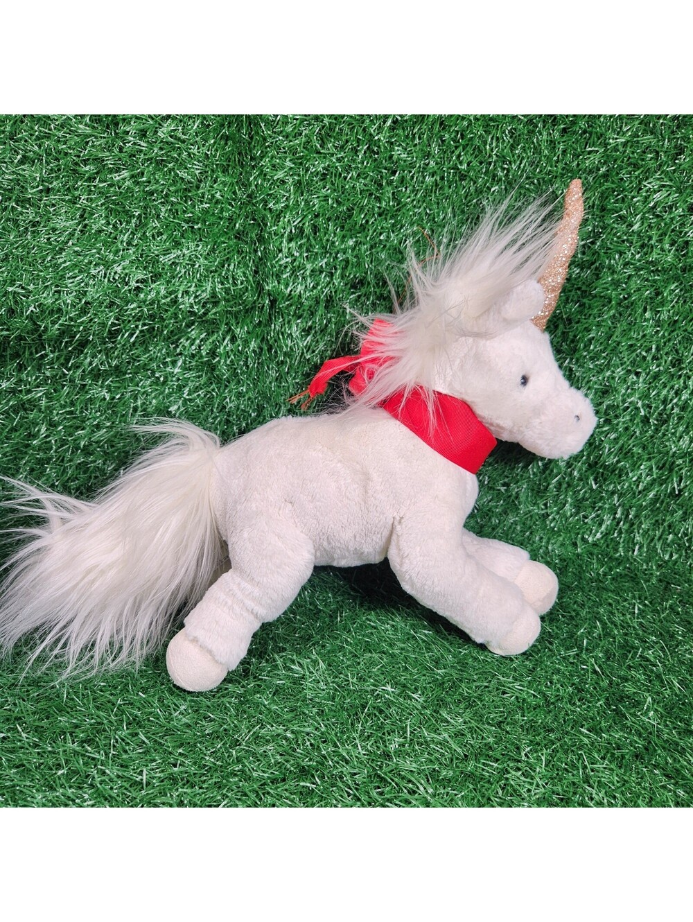Jellycat Luna Unicorn 12" Plush White Gold Glitter Horn Laying Stuffed Animal